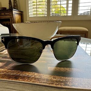 Tom Ford Black Clubmaster Sunglasses with Metallic Accents